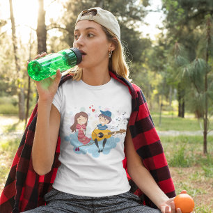 Junge Gitarre spielen für Girl Liebe und Music T-Shirt