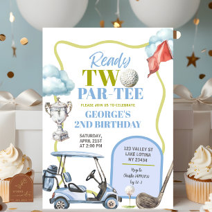 Junge Golf Bereit Zwei Par-Tee 2. Geburtstag Einladung