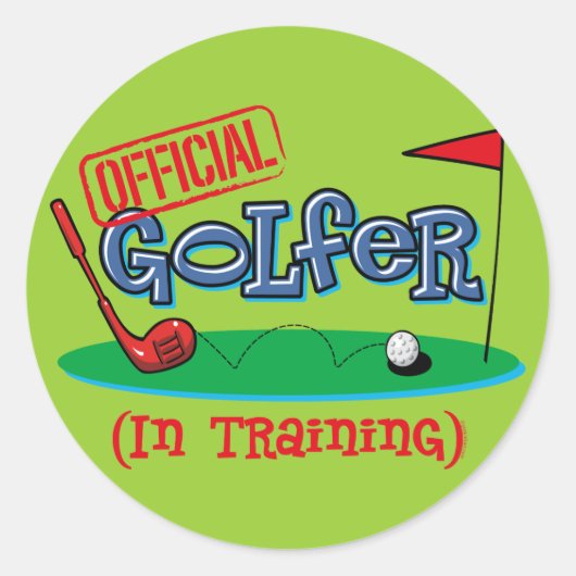 Junge Golfer im Training Runder Aufkleber (Vorderseite)