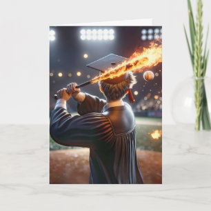 Junge Graduate Swinging a Flaming Bat Karte