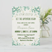 Junge grün-weiße Babydusche Einladung (Stehend Vorderseite)