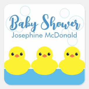 Junge Gummiente Baby Shower Party Favor Quadratischer Aufkleber