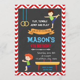 Junge Gymnastik Geburtstagseinladung Einladung