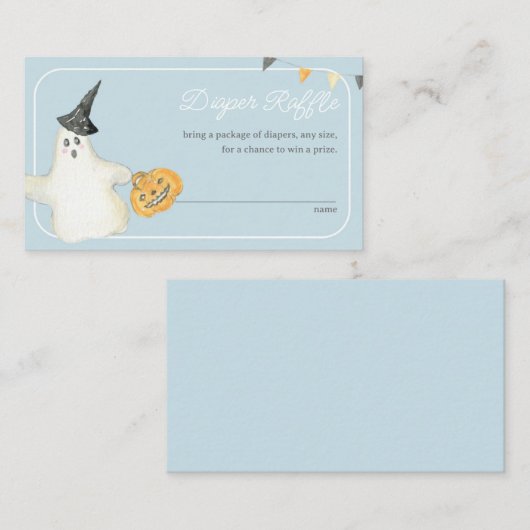 Junge Halloween Ghost Babydusche Windeln Raffel Begleitkarte (Vorne/Hinten)