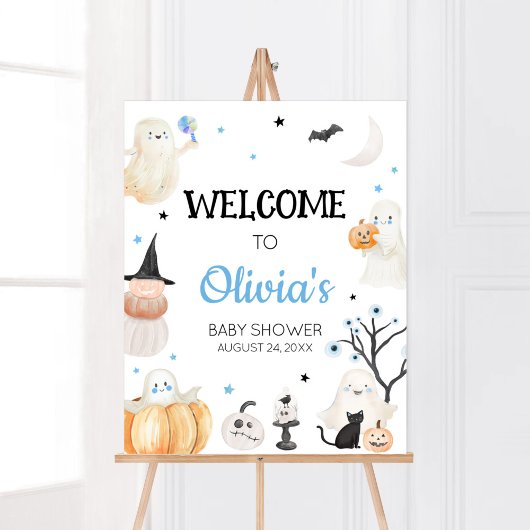 Junge Halloween Little Boo Baby Dusche Willkommen Poster