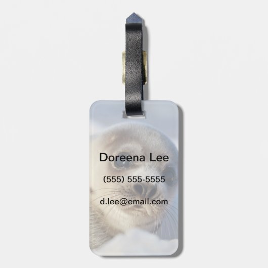 Junge Harfe Siegel Gepäckanhänger (Rückseite vertikal)