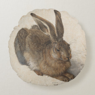 Junge Hasen durch Albrecht Durer Rundes Kissen