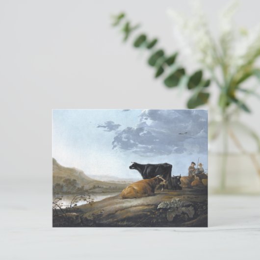 Junge Herdsmen mit Kühen Postkarte (Stehend Vorderseite)
