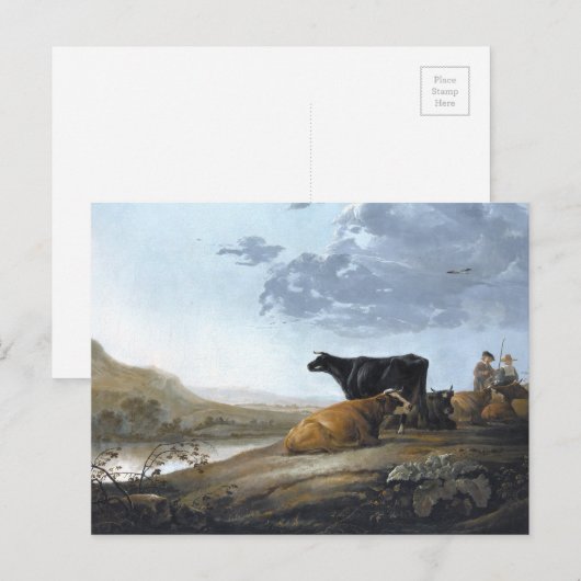 Junge Herdsmen mit Kühen Postkarte (Vorne/Hinten)