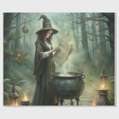 Junge Hexe im Mystischen Wald Ritual Geschenkpapier (Flach)