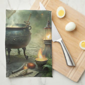 Junge Hexe im Mystischen Wald Ritual Geschirrtuch (Viertel Falte)