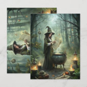 Junge Hexe im Mystischen Wald Ritual Postkarte (Vorne/Hinten)