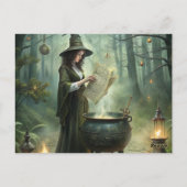 Junge Hexe im Mystischen Wald Ritual Postkarte (Rückseite)