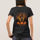 Junge Hexe mit Pumpkins und Spuk Häusern T-Shirt (Rückseite)