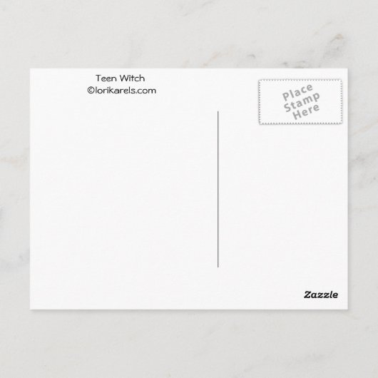 Junge Hexe und Katze Postkarte (Rückseite)