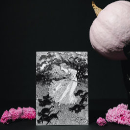 Junge Hexe und schwarze Katzen Postkarte