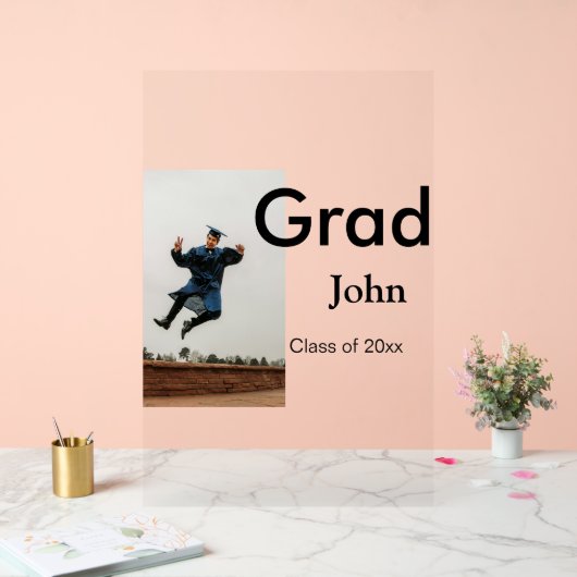 Junge hinzufügen Name Datum Jahr Text QR Abschluss Acrylschild (Hochzeit)