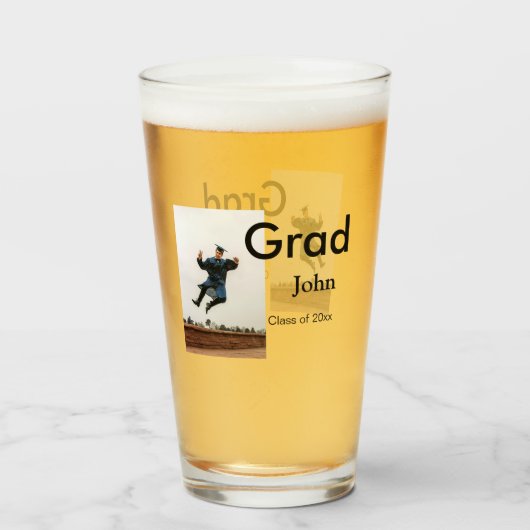 Junge hinzufügen Name Datum Jahr Text QR Abschluss Glas (Vorne (Gefüllt))