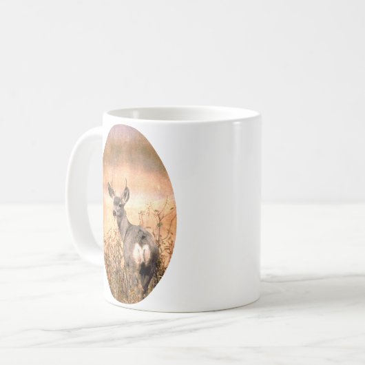 Junge Hirsche in Wildblumen mit grungy Texture Art Kaffeetasse (Vorderseite Links)