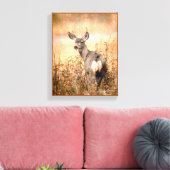 Junge Hirsche in Wildblumen mit grungy Texture Art Leinwanddruck (Insitu (Wohnzimmer))