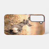 Junge Hirsche in Wildblumen mit grungy Texture Art Samsung Galaxy Hülle (Rückseite (Horizontal))