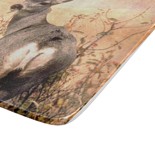 Junge Hirsche in Wildblumen mit grungy Texture Art Schneidebrett (Ecke)