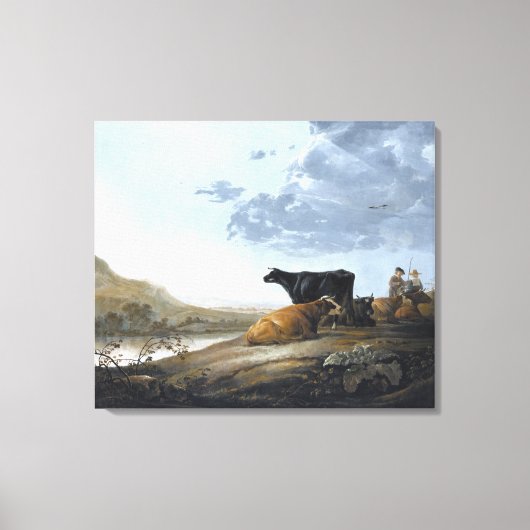 Junge Hirte mit Kühen Leinwanddruck (Vorderseite)