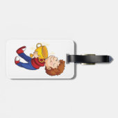 Junge Holding Golden Trophy Award Gewinner Gepäckanhänger (Rückseite horizontal)