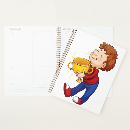 Junge Holding Golden Trophy Award Gewinner Planer (Anzeige)