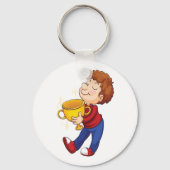 Junge Holding Golden Trophy Award Gewinner Schlüsselanhänger (Rückseite)