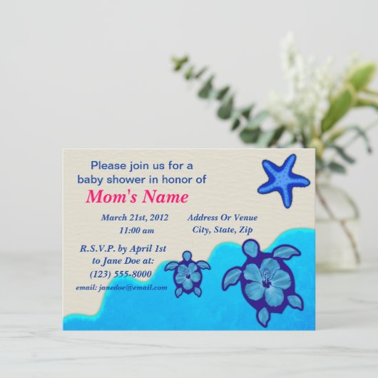 Junge Honu Babyparty Einladung (Stehend Vorderseite)