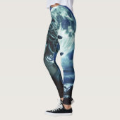 Junge Hübsche Medusa am Mond und Ozean Leggings (Links)