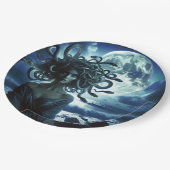 Junge Hübsche Medusa am Mond und Ozean Pappteller (Schrägansicht)