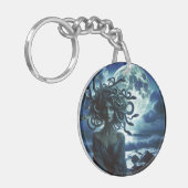 Junge Hübsche Medusa am Mond und Ozean Schlüsselanhänger (Vorderseite links)