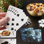 Junge Hübsche Medusa am Mond und Ozean Spielkarten (In Situ)