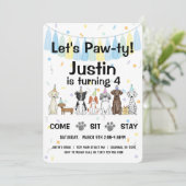 Junge Hunde Geschlecht neutral oder Junge Geburtst Einladung (Stehend Vorderseite)