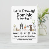 Junge Hunde Geschlecht neutral oder Junge Geburtst Einladung (Stehend Vorderseite)