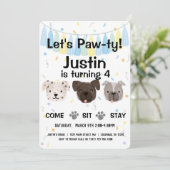 Junge Hunde Geschlecht neutral oder Junge Geburtst Einladung (Stehend Vorderseite)