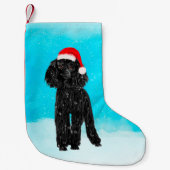 Junge Hunde sitzen mit Weihnachtsmannmütze im Schn Kleiner Weihnachtsstrumpf (Vorderseite)