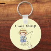 Junge I Liebe Angeln Tshirts und Geschenke Schlüsselanhänger (Vorderseite)