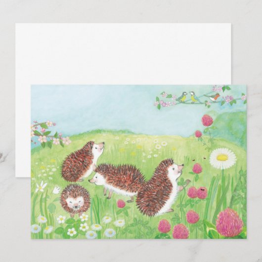 Junge Igel auf der Wiese Einladung (Vorne/Hinten)