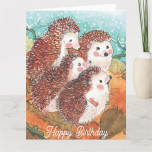 Junge Igel freuen sich auf Geburtstag Karte