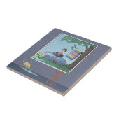 Junge im Kinderbecken Keramik Kachel (Seite)