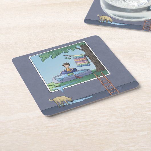 Junge im Kinderpool Square Paper Untersetzer (angewinkelt)