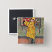 Junge im Regenmantel Button (Vorne & Hinten)