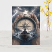 Junge im Ruderboot denkt an Dich Karte (Gelbe Blume)
