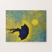 Junge Impressionistin mit Sonnenschirm am Sonnenun Puzzle (Horizontal)