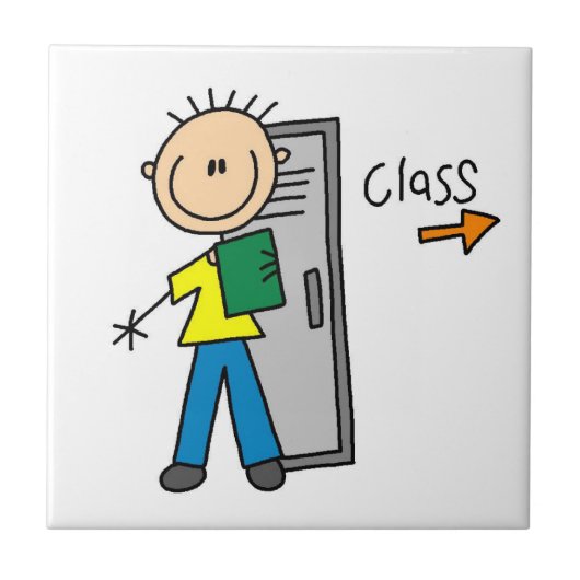 Junge in der Schule Fliese (Vorderseite)