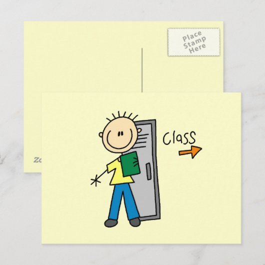 Junge in der Schule Postkarte (Vorne/Hinten)