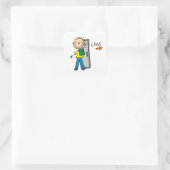 Junge in der Schule Quadratischer Aufkleber (Tasche)